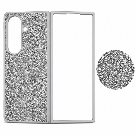 D75 Калъф с камъни за Samsung Z Fold 7 от 2 части - Сив
