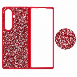 D75 Калъф с камъни за Samsung Z Fold 6 от 2 части - Червен