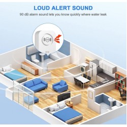 DH-18 Безжичен детектор за вода, 90 dB алармен сензор за течове и капки, подходящи за домашна кухня, тоалетна, под, захр. с бат