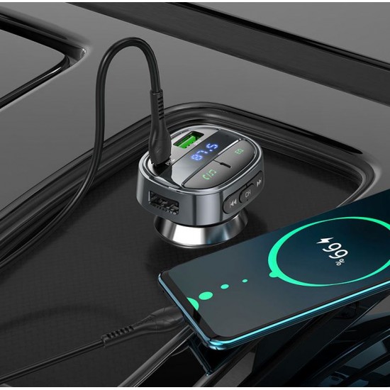 HOCO E70 FM Трансмитер с Bluetooth 2USB (PD30W,+QC3.0)