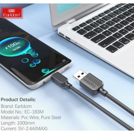 EARLDOM кабел EC183C 2.4A USB към Type-C (1M) - Бял