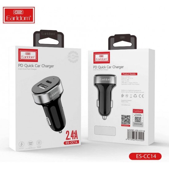 EARLDOM ES-CC14 12V Зарядно с кабел USB - Type-C PD2.4A+QC3.0