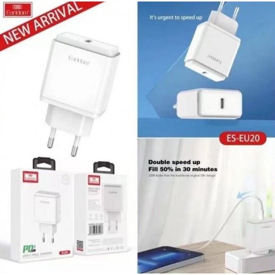 EARLDOM EU20 20W PD Адаптер с 1изх. PD USB-C 