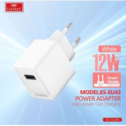 EARLDOM ES-EU43 (EU) USB-A Адаптер 2.4A(12W), бяло