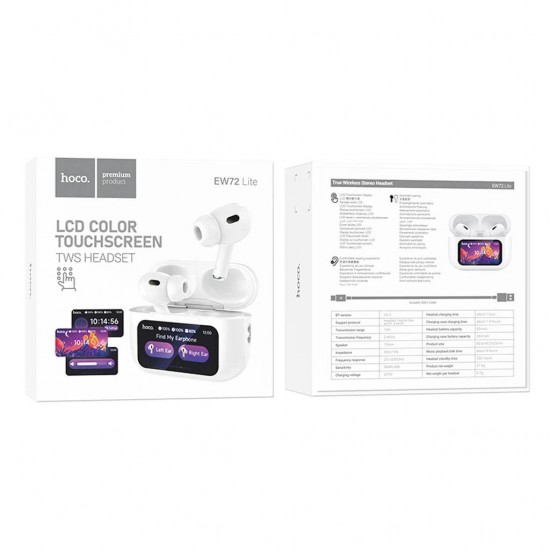 HOCO EW72 Lite Soar Безжични TWS Bluetooth Слушалки с Тъч Управление – Бели