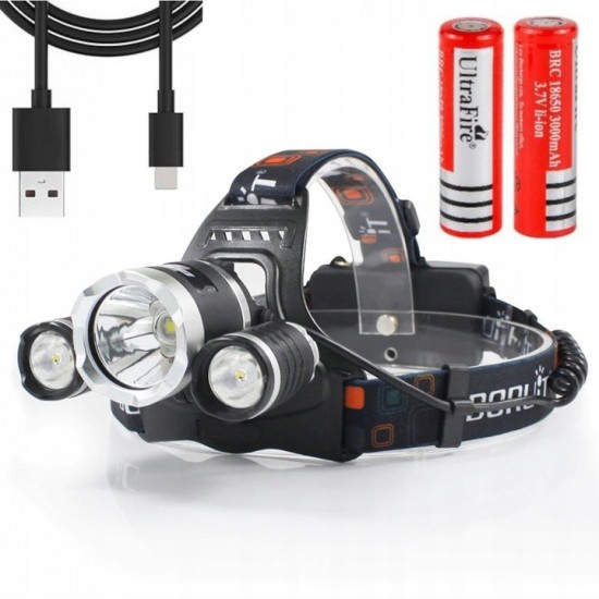 LED челник F-6 USB, 4 режима, регулируем, за риболов и работа