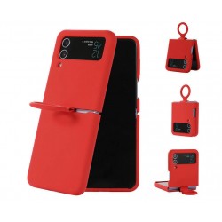 Z15 Silicone case+Пръстен за Samsung Z Flip 4 от 2 части - Червен