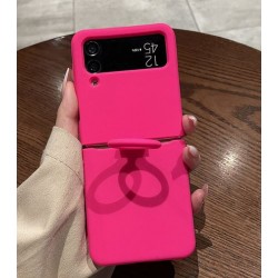 Z15 Silicone case+Пръстен за Samsung Z Flip 4 от 2 части - Тъмно розово