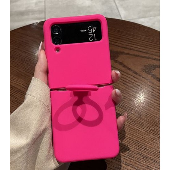 Z15 Silicone case+Пръстен за Samsung Z Flip 4 от 2 части - Тъмно розово