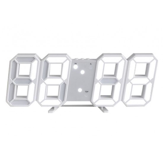 GH8018 Дигитален светещ в БЯЛО LED часовник / Аларма 