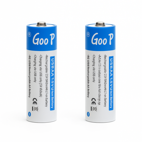 2БР. GOOP AA R6 Ni-MH 2600 mWh 1.5V – Type-C Презареждащи се батерии (2 броя)