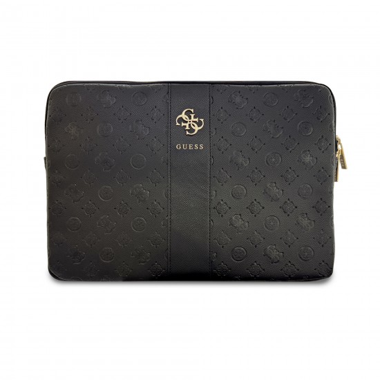 9853 GUESS COMP. SLEEVE PEONY PU 4G & CLASSIC LOGOS STRIPE BLACK 14/15"
