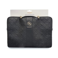 9853 GUESS COMP. SLEEVE PEONY PU 4G & CLASSIC LOGOS STRIPE BLACK 14/15"