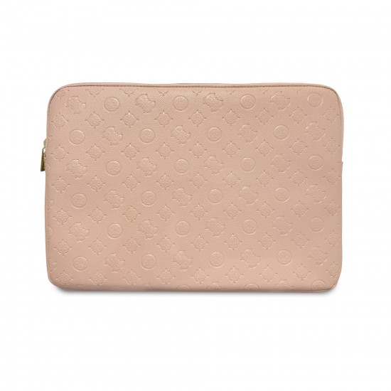 9877 GUESS COMP. SLEEVE PEONY PU 4G & CLASSIC LOGOS STRIPE PINK 14/15"