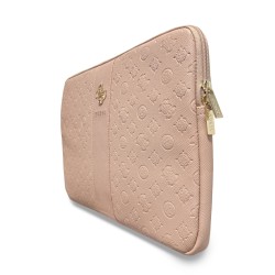 9877 GUESS COMP. SLEEVE PEONY PU 4G & CLASSIC LOGOS STRIPE PINK 14/15"