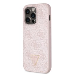 6641 GUESS HC PU LEATHER 4G LOGO STRASS PINK IP14 PRO