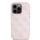 6641 GUESS HC PU LEATHER 4G LOGO STRASS PINK IP14 PRO