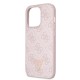6641 GUESS HC PU LEATHER 4G LOGO STRASS PINK IP14 PRO