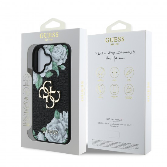 6927 GUESS HC GRAINED PU ROSES AND BIG 4G LOGO BLACK IP16