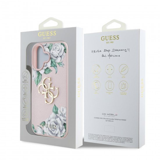7078 GUESS HC GRAINED PU ROSES AND BIG 4G LOGO PINK IP16
