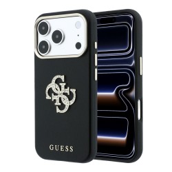 4276 GUESS HC SW SMOOTH IP18 PRO MAX BLACK PU & BIG STRASS LOGO