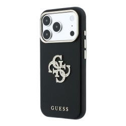 4276 GUESS HC SW SMOOTH IP18 PRO MAX BLACK PU & BIG STRASS LOGO