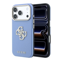 4313 GUESS HC SW SMOOTH IP18 PRO MAX LIGHT BLUE PU & BIG STRASS LOGO