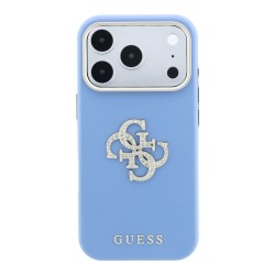 4313 GUESS HC SW SMOOTH IP18 PRO MAX LIGHT BLUE PU & BIG STRASS LOGO