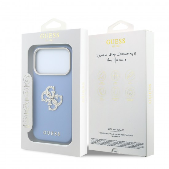 4306 GUESS HC SW SMOOTH IP18 PRO LIGHT BLUE PU & BIG STRASS LOGO
