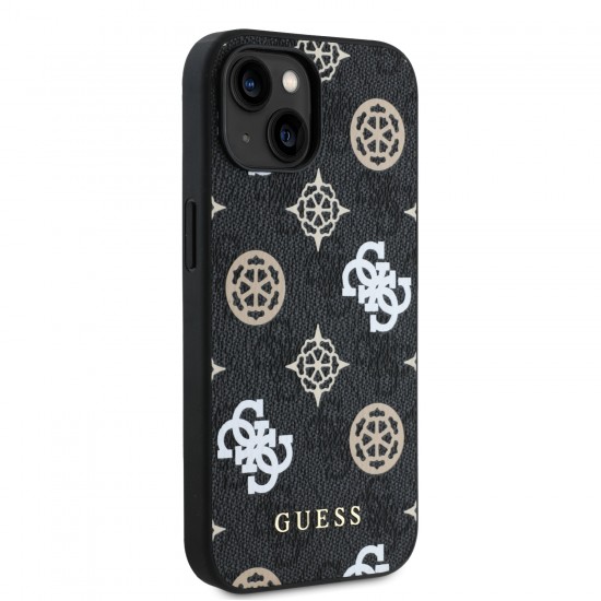 2870 GUESS HC MAGSAFE PU PEONY ON 4G BACKGROUND BLACK IP15