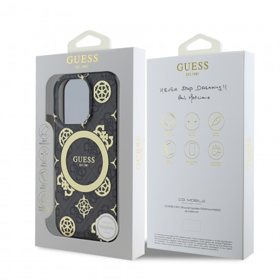 9897 GUESS HC MAGSAFE IML PEONY ON 4G BACKGROUND BLACK IP15 PRO MAX