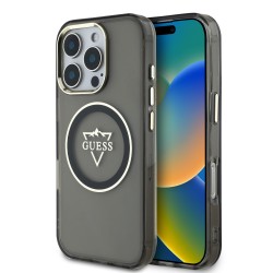 3680 GUESS HC MAGSAFE IML METAL MOUNTAIN LOGO BLACK IP16 PRO