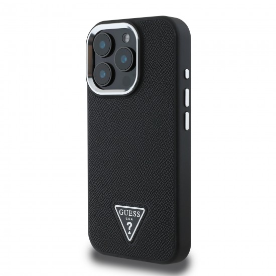 2320 GUESS HC MAGSAFE GRAINED PU TRIANGLE LOGO BLACK IP16 PRO