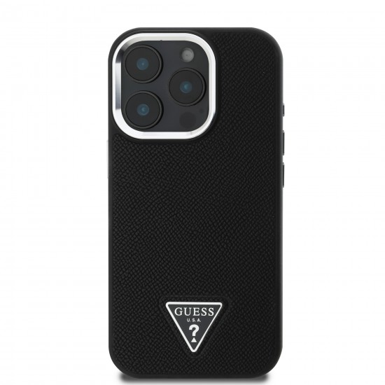 2320 GUESS HC MAGSAFE GRAINED PU TRIANGLE LOGO BLACK IP16 PRO
