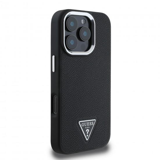 2320 GUESS HC MAGSAFE GRAINED PU TRIANGLE LOGO BLACK IP16 PRO