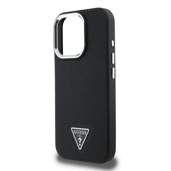 2320 GUESS HC MAGSAFE GRAINED PU TRIANGLE LOGO BLACK IP16 PRO