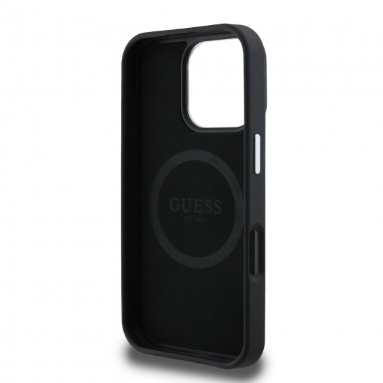 2320 GUESS HC MAGSAFE GRAINED PU TRIANGLE LOGO BLACK IP16 PRO