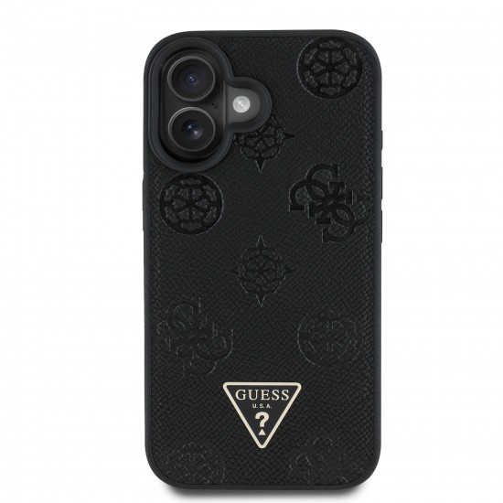 7528 GUESS HC MAGSAFE GRAINED PU HOT STAMP TRIANGLE BLACK IP16