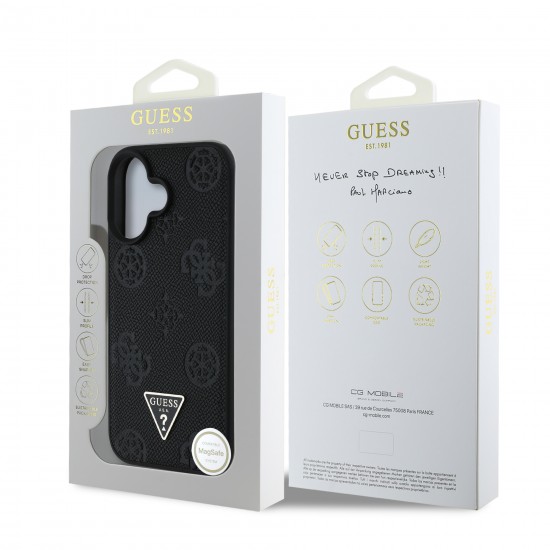 7528 GUESS HC MAGSAFE GRAINED PU HOT STAMP TRIANGLE BLACK IP16