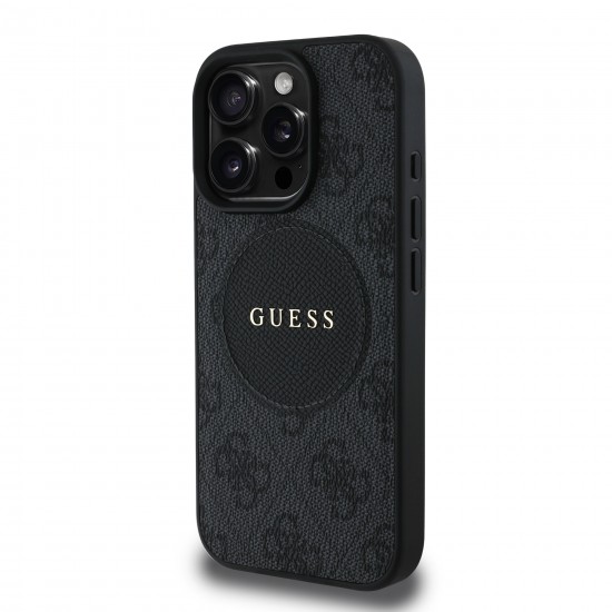 6354 GUESS HC MAGSAFE PU 4G CIRCLE W/ CLASSIC LOGO BLACK IP16 PRO MAX