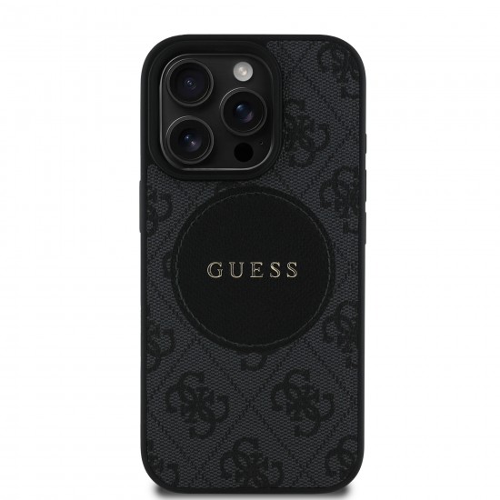 6354 GUESS HC MAGSAFE PU 4G CIRCLE W/ CLASSIC LOGO BLACK IP16 PRO MAX