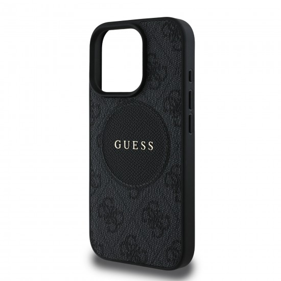 6354 GUESS HC MAGSAFE PU 4G CIRCLE W/ CLASSIC LOGO BLACK IP16 PRO MAX