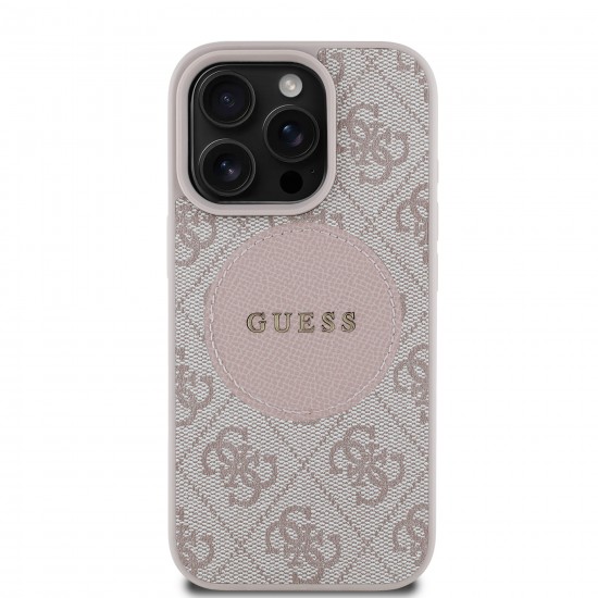 6804 GUESS HC MAGSAFE PU 4G CIRCLE W/ CLASSIC LOGO PINK IP16 PRO MAX
