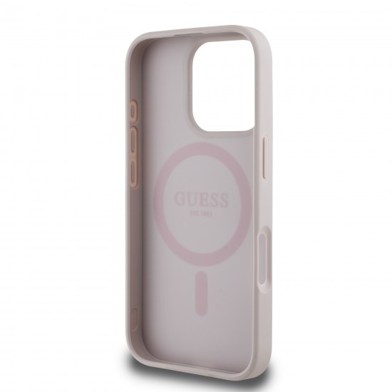 6804 GUESS HC MAGSAFE PU 4G CIRCLE W/ CLASSIC LOGO PINK IP16 PRO MAX