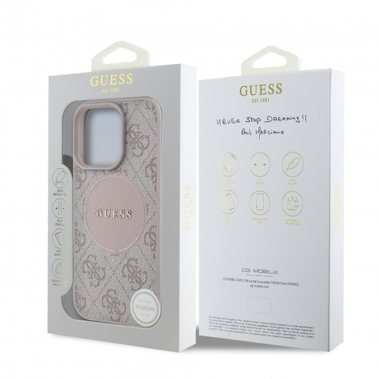 6804 GUESS HC MAGSAFE PU 4G CIRCLE W/ CLASSIC LOGO PINK IP16 PRO MAX