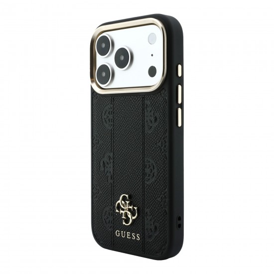 3231 GUESS HC MAGSAFE PU IP18 PRO MAX BLACK STRIPE HS PEONY 4G LOGO 