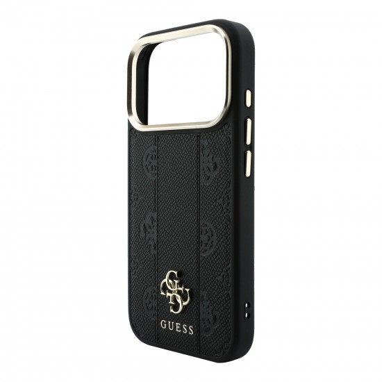 3231 GUESS HC MAGSAFE PU IP18 PRO MAX BLACK STRIPE HS PEONY 4G LOGO 