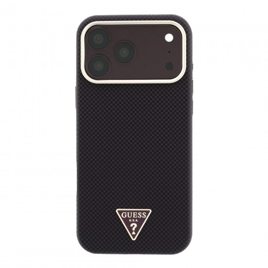 3507 GUESS HC MAGSAFE SW PU IP18 PRO BURGUNDY KEVLAR TRIANGLE LOGO 