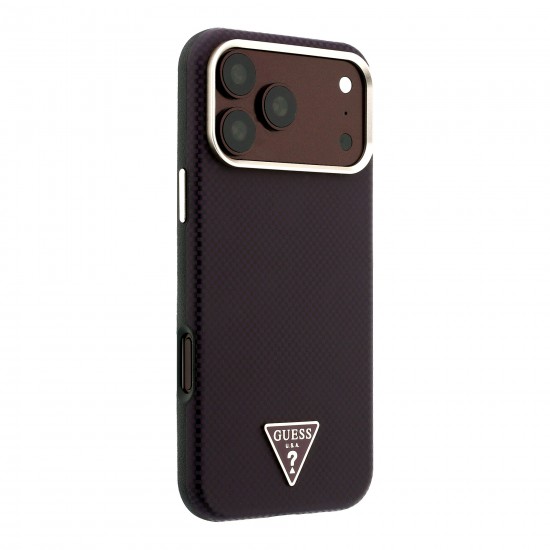 3507 GUESS HC MAGSAFE SW PU IP18 PRO BURGUNDY KEVLAR TRIANGLE LOGO 