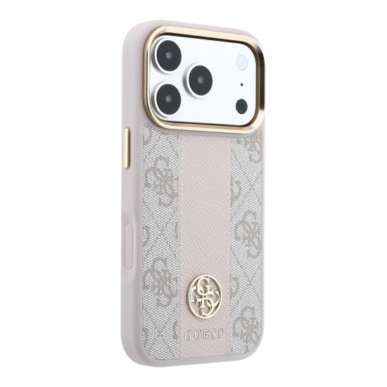 2630 GUESS HC MAGSAFE 4G W/ IP18 PRO MAX PINK PU STRIPE ROUND AND CLASSIC LOGOS 